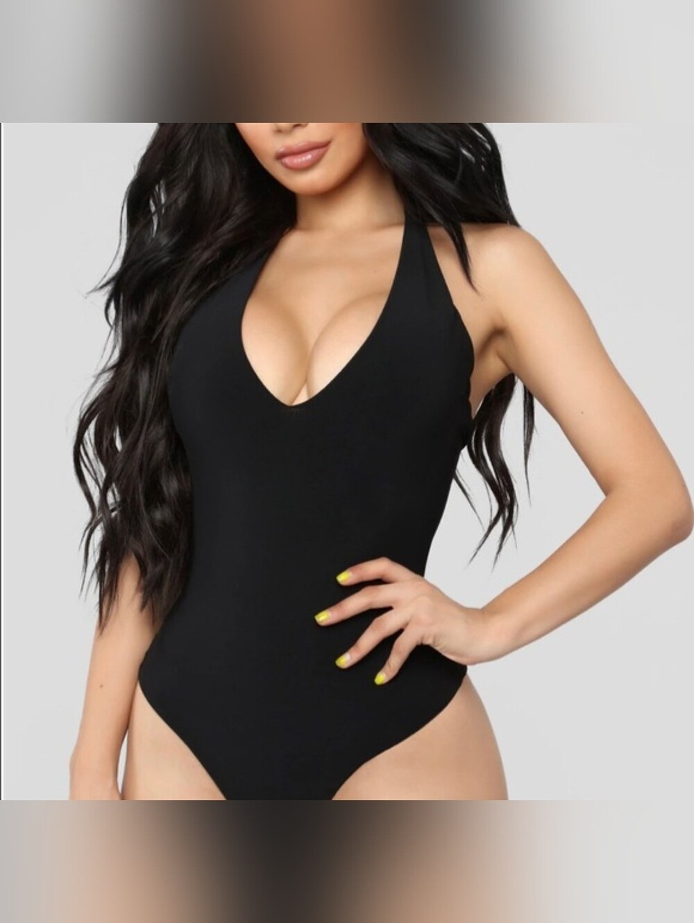 Fashion Nova Black V-Neck Sleeveless Bodysuit